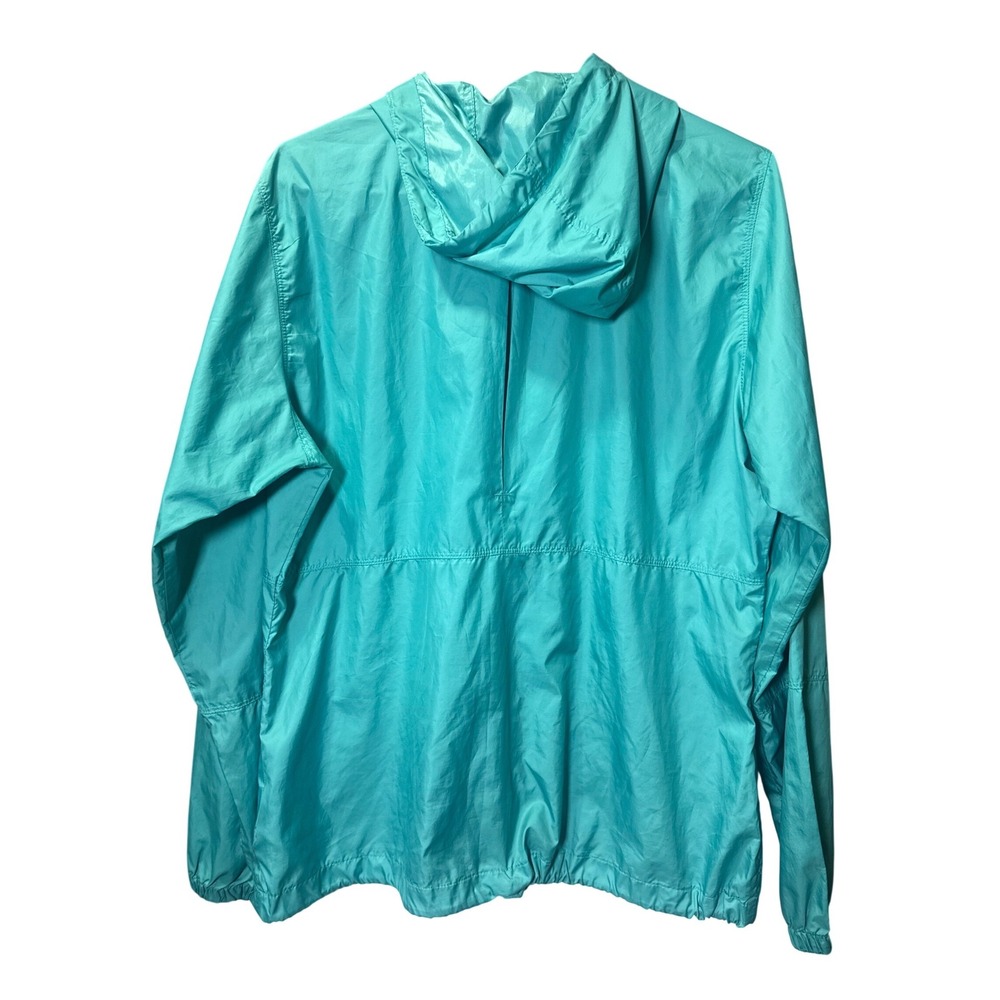 Columbia Teal/Turquoise Zip Up Windbreaker Jacket with Bright Zipper/String Ties - Picture 5 of 5